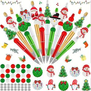 Colored Bead Pen Set, 55pcs/set Bead Pen & Silicone & Crystal Beads, DIY Jewelry Making Accessories for Bracelet Necklace Earrings