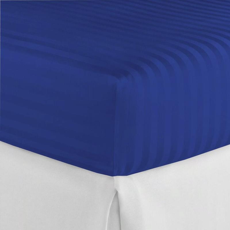 White Stripe Fitted Sheet King Size – Soft Polycotton Satin Stripe, Breathable & Wrinkle-Free Bed Sheet, Hotel Quality Bedding 4