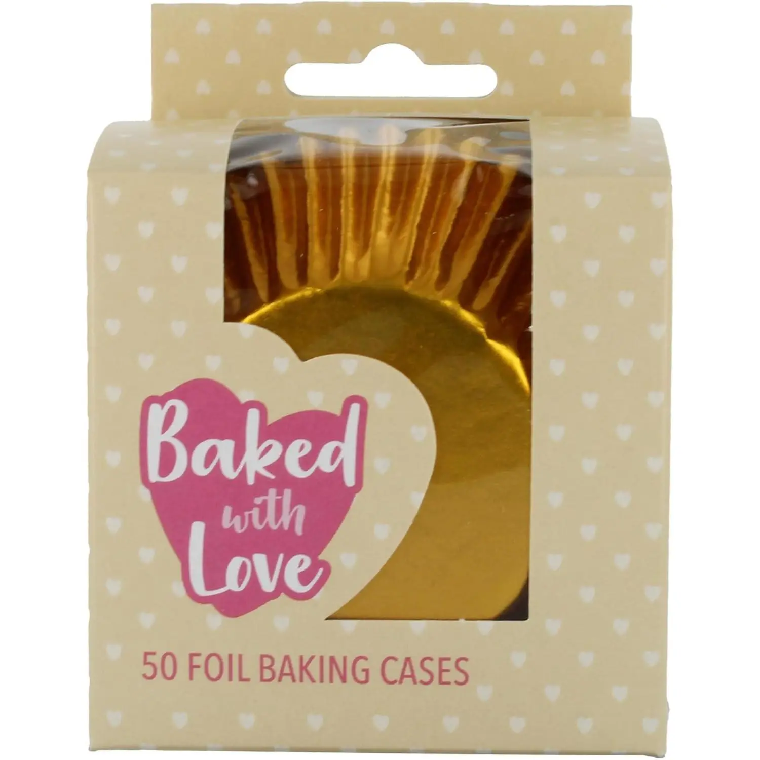 Baked with Love Gold Foil Baking Cases, Foil Baking Cups, Greaseproof Cupcake Cases, Gold - Pack of 50
