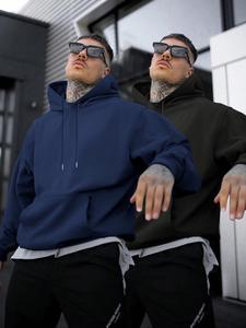 Men's Solid Color Hoodie, Casual Loose Fashion Hooded Sweatshirt for Spring & Fall, Men's Top for Daily Wear