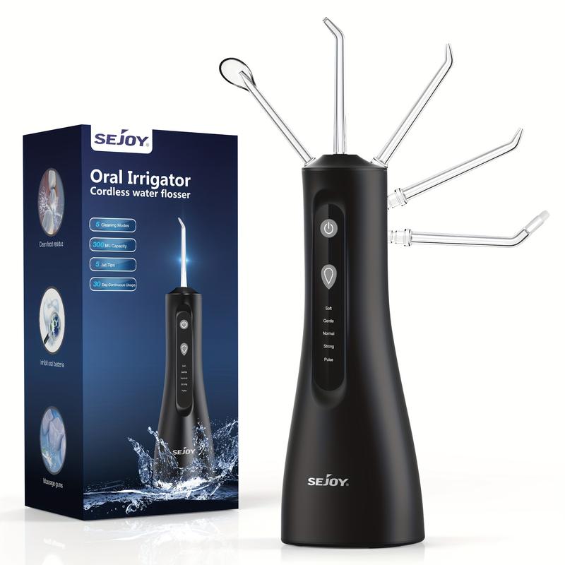 Water Dental Flosser For Teeth Cleaning, Cordless Portable Oral Irrigator Rechargeable, 5 Modes-5 Tips, Powerful Water Teeth Cleaner For Home Travel 2