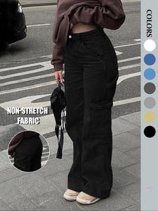 NVFelix Women High Waisted Cargo Jean for Women with 6 Pockets Straight Wide Leg Jean Casual Baggy Pants