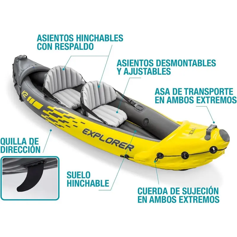 Explorer K2 Kayak, 2-Person Inflatable Kayak Set with Aluminum Oars and High Output Air Pump 4