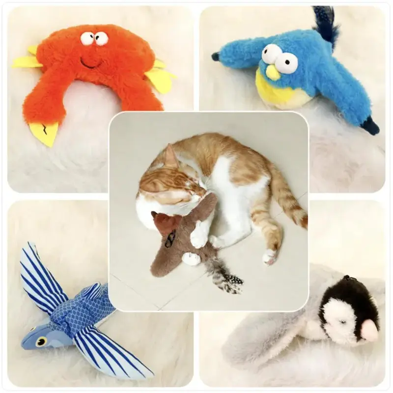Interactive Plush Pet Toy - Sound & Motion Jumping Fish or Flapping Bird 7