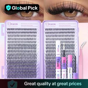 Individual Eyelash Extension Kit, False Eyelashes with Eyelash Glue & Tweezers & Glue Remover, Eyelash Tools, Professional Eye Makeup Accessories, Cosmetic