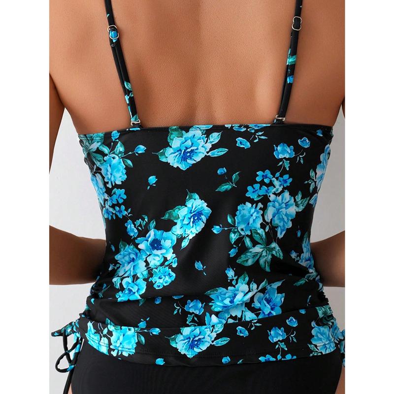 Swim Lushoire 2 pcs/Set Women Spring Break Spaghetti Strap Tankini Set, Fashion Swimwear With Detachable Strap, Elegant & Casual Beach Vacation Wear 4