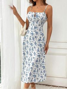 Women's Floral Print Cami Dress, Boho Fashion Dress for Beach Holiday Vacation, Ladies Summer Clothes, Womenswear, Casual Wear