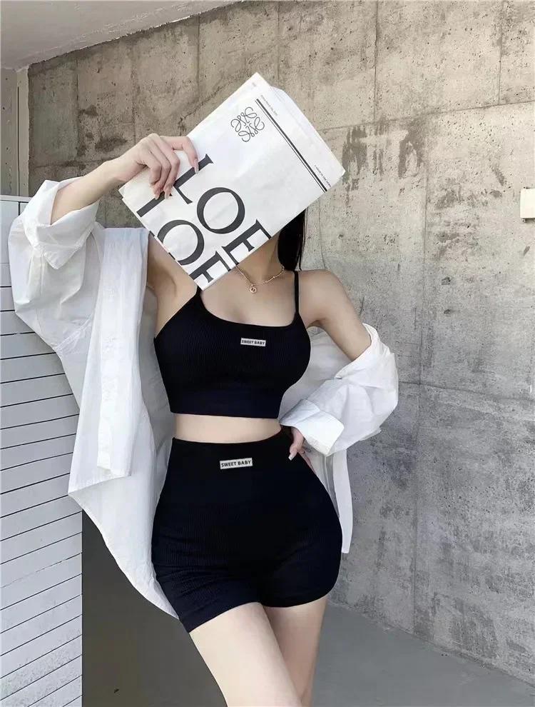 Product Introduction of Womens Intimate Sexy Bra Bustier Shorts Set Camisole Padded Tank Top Female Slim Sports Underwear Pants Suit Summer Lingerie 18