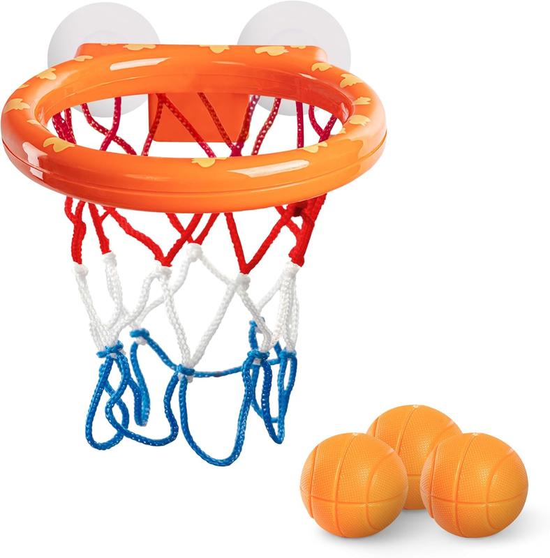 Summer Spring Father's Day Gift  Baby Bath Basketball Hoop Toy - Interactive Bathtub Basketball Set with 3 Balls Included with Strong Suction Cups -Fun Toddler Toy for Boys & Girls 0