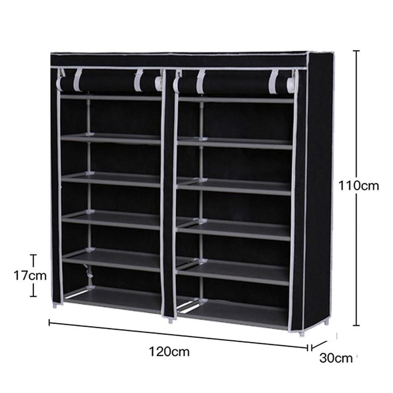 7-Tier Shoe Rack with Dustproof Cover - Holds 50 Pairs | Double Row Organiser for Hallway & Living Room (120cm Tall, Black) 1