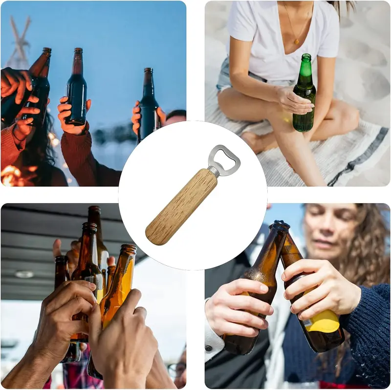 Bottle Opener, Wooden Handle Bottle Opener, Wine Beer Soda Glass Cap Opener 5