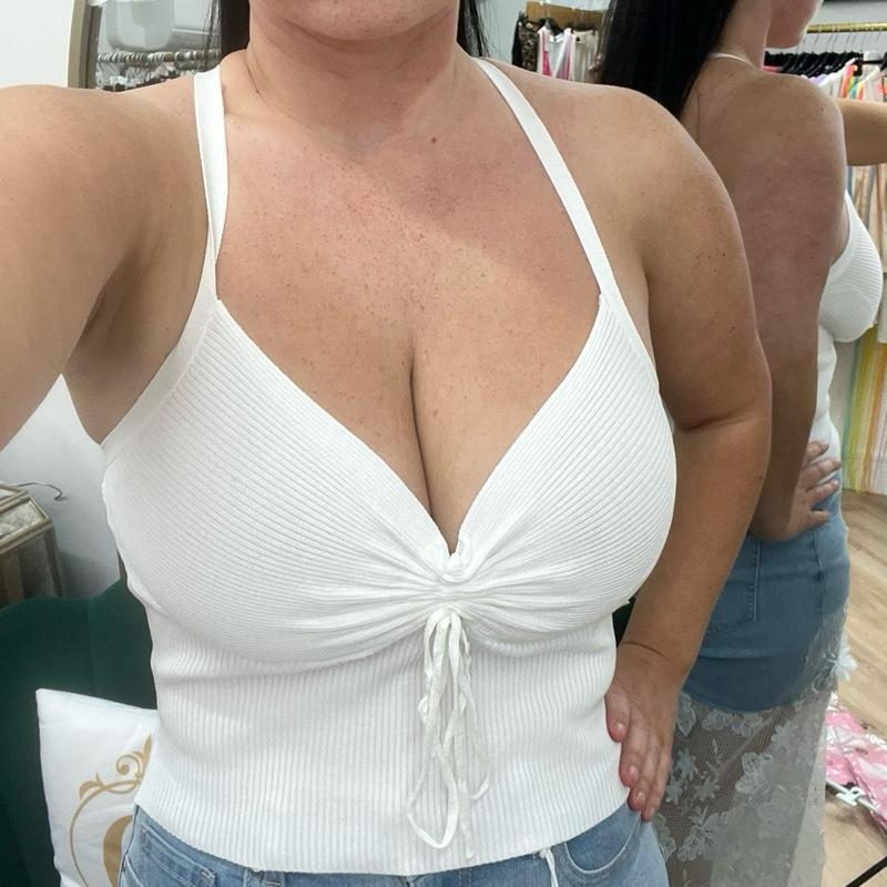 Ruched front cross over back vest top 1