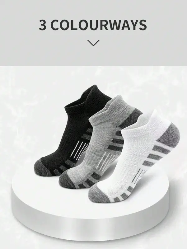 1/6/12 Pairs Of Men's Socks,Sports Socks, Basketball Socks, Football Socks, Invisible Socks, White Socks, Short Socks, Black Socks, Low-Top Short Socks, Ankle Socks, Double Line Non-Slip Design, Moisture Wicking, Soft And Breathable 3