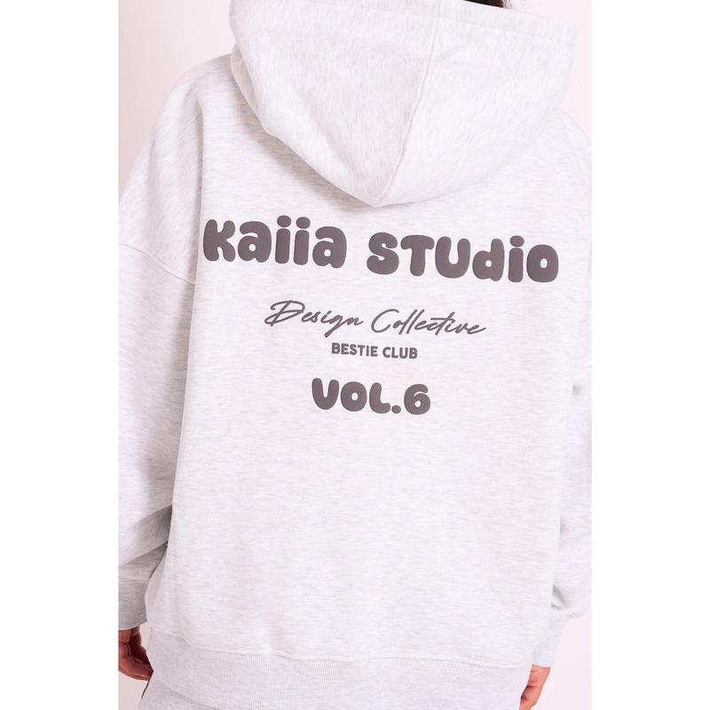 Kaiia Studio Bubble Logo Oversized Hoodie Grey Marl 3