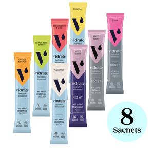 Vidrate Drink Sachets - 8 Pack: Sugar-Free, Electrolytes & Natural Beverage Drink Vitamin for Energy Boost - Sport