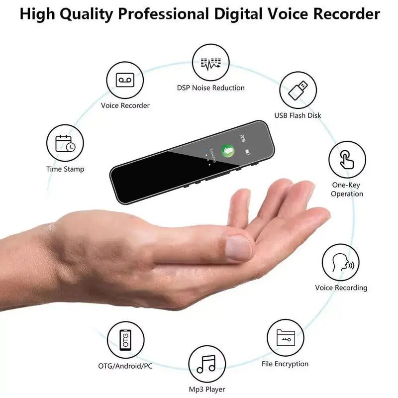 8GB Digital Voice Recorder - High-Quality Dictaphone with MP3 Playback | USB Rechargeable Audio Recording Device for Lectures & Meetings Button Memory 4