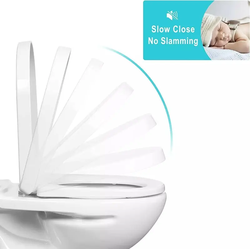 Soft Close White D Shape Toilet Seat with Quick Release Fixing Hinges for Bathroom Comfort 2
