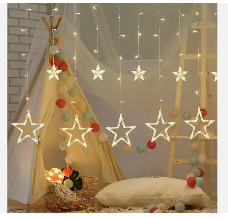 LED Star Fairy String Lights Curtain Window Christmas Party Wedding Xmas Decor