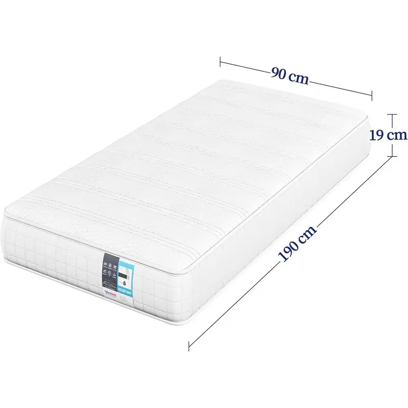 Single Mattress 3ft Bonnell Springs Mattress Single Foam Mattress Medium Firm Mattress for Single Bed with Anti-mite Knitted Jacquard Cover, 90x190x19cm,White 2