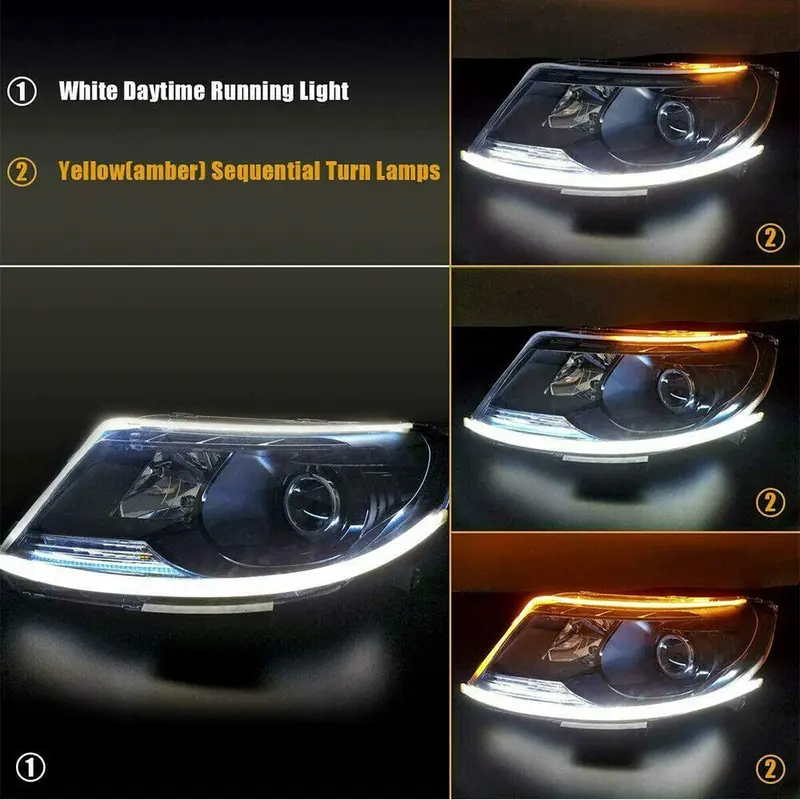 2 x Sequential LED Strip Turn Signal Indicator Car DRL Daytime Running Light UK 4