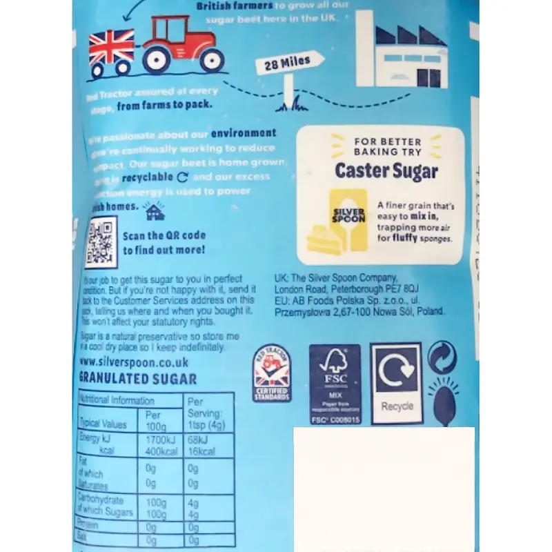 Silver Spoon Granulated Pure Cane Tea Coffee White Sugar British Bag Pack 3x1kg 2
