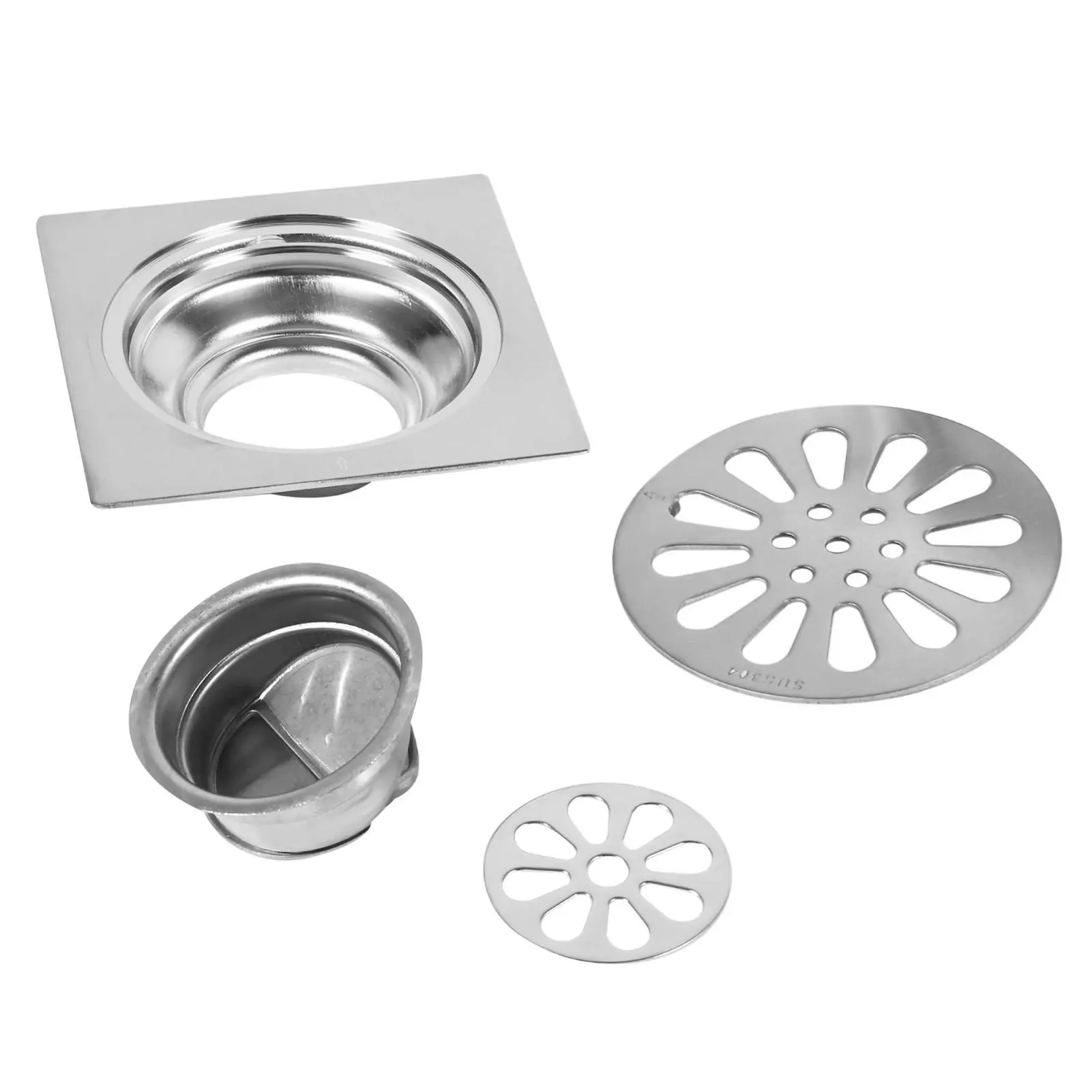 Thick Stainless Steel Shower Drain Cover – Anti-Odor Bathroom Floor Drain with Waste Gate