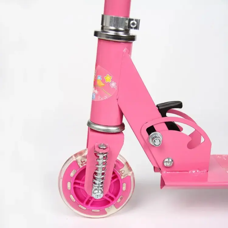 Teenage Kids Iron Scooter Kick Flash LED Brake 3 Wheel Push Adjustable Folding 4