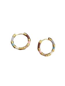 Vintage Colorful Enamel Gold Plated Dainty Lightweight Hoops Earrings, Fashionable Jewelry for Women, Daily Clothing Decor, Trendy All-match & Exquisite Jewelry for Birthday Gift, Trendy Fashionable Accessories