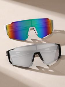 Unisex Sportive Flat Top Sunglasses (2 Pairs), Trendy Ombre Frame Sunglasses for Everyday Use, Fashionable Sunglasses for Men & Women