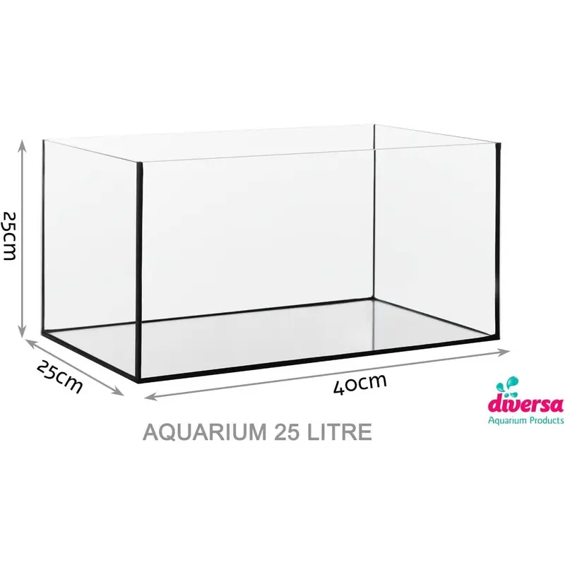 Diversa Aquarium Professional Fish Tank - Real Glass, Standard & Bow Front AQUARIUM ONLY (25L (40x25x25cm)) 2