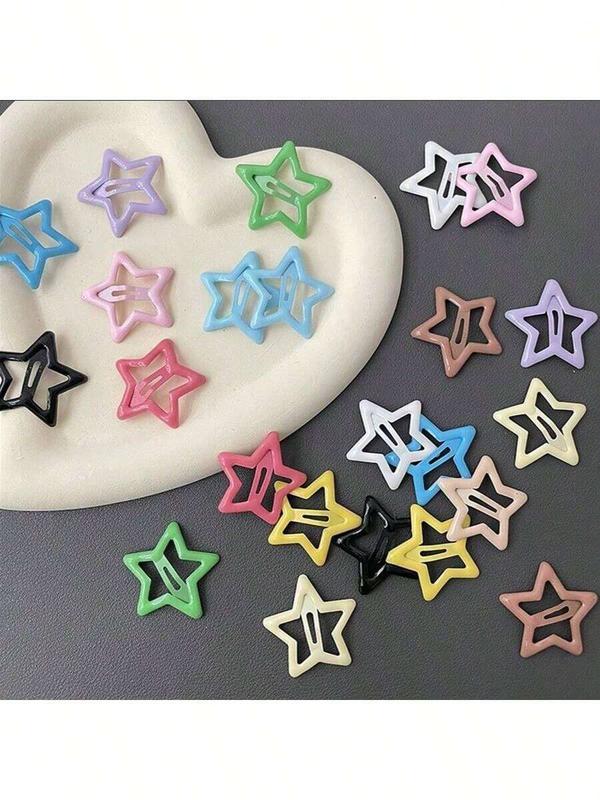 Street 10pcs/Set Women's Red Oil Drop, Star, Waterdrop Pattern Back Head Hair Clips, Suitable For Daily, Home, Commuting And College Outfit Decoration, Simple And Cute Style 2