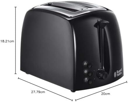 Textures 2 Slice Toaster (Extra Wide Slots, 6 Browning levels, Frozen, cancel & reheat function with indicator lights, Removable crumb tray, 850W, Black matt & high gloss finish) 21641 7