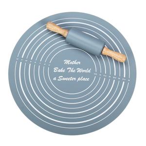 Silicone Rolling Pin & Baking Measuring Mat, 2 Counts Including 1 Non-stick Pastry Mat and 1 Dough Roller, Baking Tool