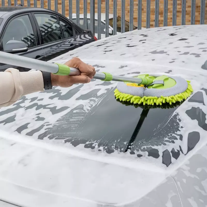Telescopic Car Cleaning Brush Microfiber Mop Wash Kit Scratch 2x Mittens 4