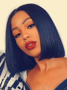 Human Hair Glueless Natural Looking Wigs, Bob Wig Human Hair Pre Plucked Pre Cut 4x4 Hd Lace Front Glueless Wigs, Human Hair Short Straight Bob Wigs for Women Girls Daily Party, Glueless Beginner Friendly Wig