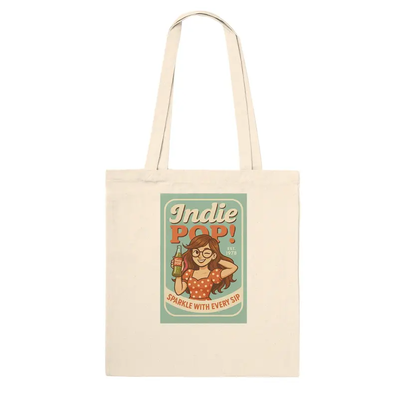 Indie Pop Retro Tote Bag – Natural Cotton Canvas Eco Bag | Funky Vintage Soda Design 0