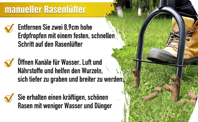 Product Introduction of Jardineer Lawn Aerator Coring Tool, Manual Yard Plug Aerators for Soil Compaction, Grass Aerators for Small Yards, Garden, Lawn 25