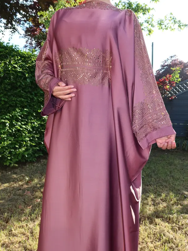 AYAH ABAYA - women’s premium butterfly abaya with matching hijab, luxury embroidery patter with inner belt 4