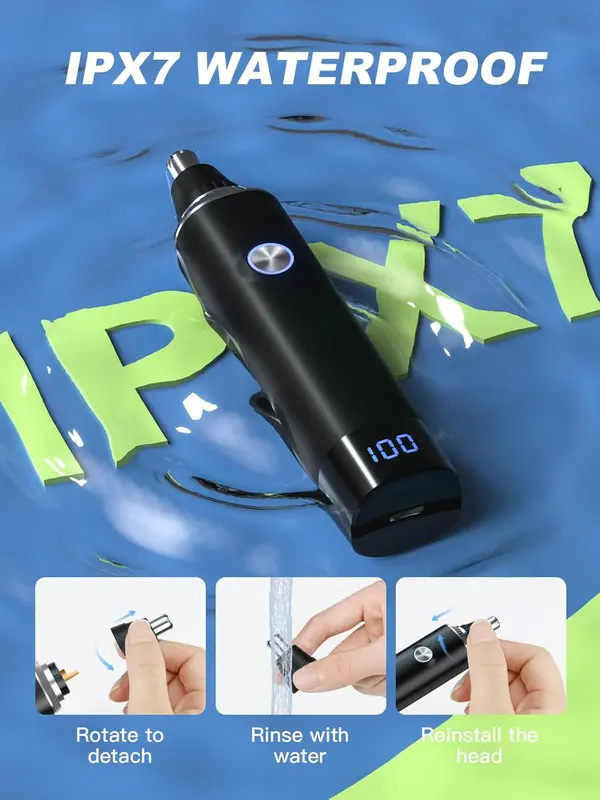 Rechargeable Nose Hair Trimmer for Men and Women, 2025 Upgrade, Painless USB Nose Trimmer, Ear and Nose Clipper, Facial Hair Removal, Easy to Clean, Dual Edge Blades, IPX7 Waterproof 7