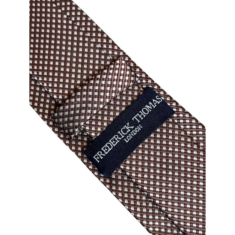 chocolate coffee brown tie with white pin spots 3