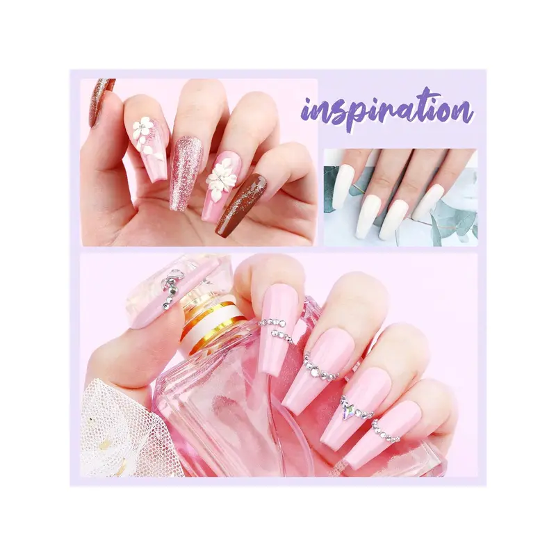 Grandland acrylic nail kit-3 colors acrylic powder and liquid set with acrylic nail brushes/nail drill/top gel/non-acid pH link/nail glue/Dappen dish/imitation nail tips gel X nail Kit for salon DIY 5
