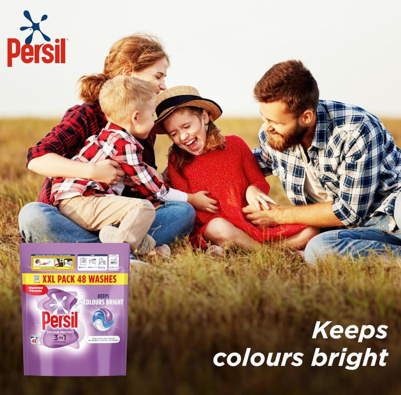 Colour Protect 3 in 1 Washing Capsules keeps colours bright outstanding stain removal in quick & cold washes 48 washes 4