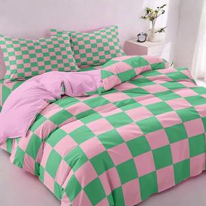 Checkerboard Pattern Bedding Set, 3 Counts/set Including 1 Duvet Cover & 2 Pillowcase without Filler, Soft Comfortable Bedding Set for Home Bedroom, Soft Bedding Sets
