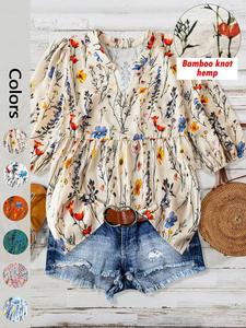 Women's Floral Print Blouse, Casual Fitted Top for Summer, Women's Clothing for Daily Wear