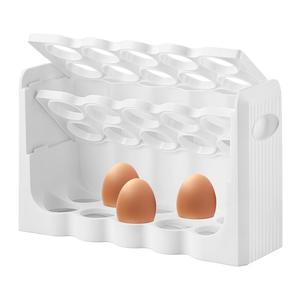 GEEZY 3 Layer White Egg Holder 30 Grid BPA Free Egg Storage Organiser with Handle Fridge Organiser Kitchen Organiser   Plastic
