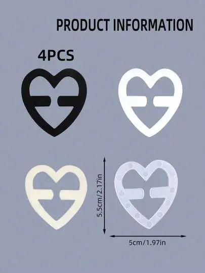 4pcs/Set Love Shaped Bra Strap Clip, Invisible Anti-Slip Bra Strap Buckle Body Care For Travel,Sport,Outdoor,Belt Christmas For Holiday Gift Giving 6