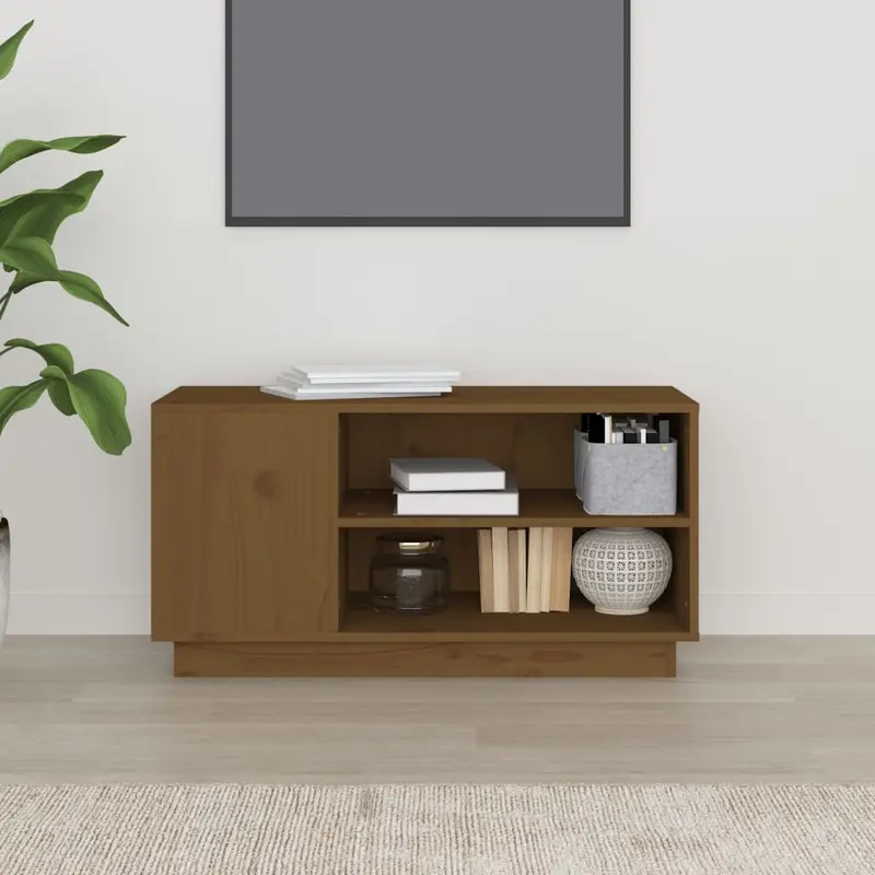TV Cabinet Honey Brown 80x35x40.5 cm Solid Wood Pine 2