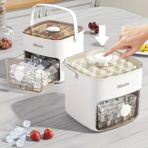 1pc Refrigerator-Freezer Double Layer Ice Maker, Can Freeze 48 Ice Cubes at a Time, Equipped with 1 Ice Clip and a Large Capacity Ice Box. Suitable for Bars and Parties - White