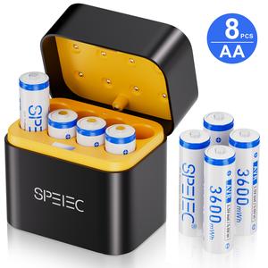 SPELEC 3600mWh Compatible with Lithium AA Rechargeable Batteries Fast Charger, 8-Pack 1.5V Constant Output, High-Capacity Long-Lasting Performance Double A Battery