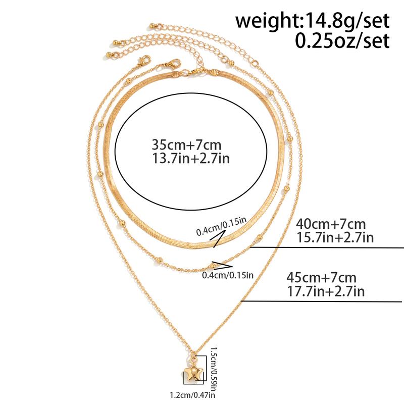 3Pcs Star Pendant Snake Chain Set - Minimalist Layered Necklaces for Women | Y2K Dainty Collarbone Jewelry | Gold Silver Aesthetic Photo Shoot Accessories 5